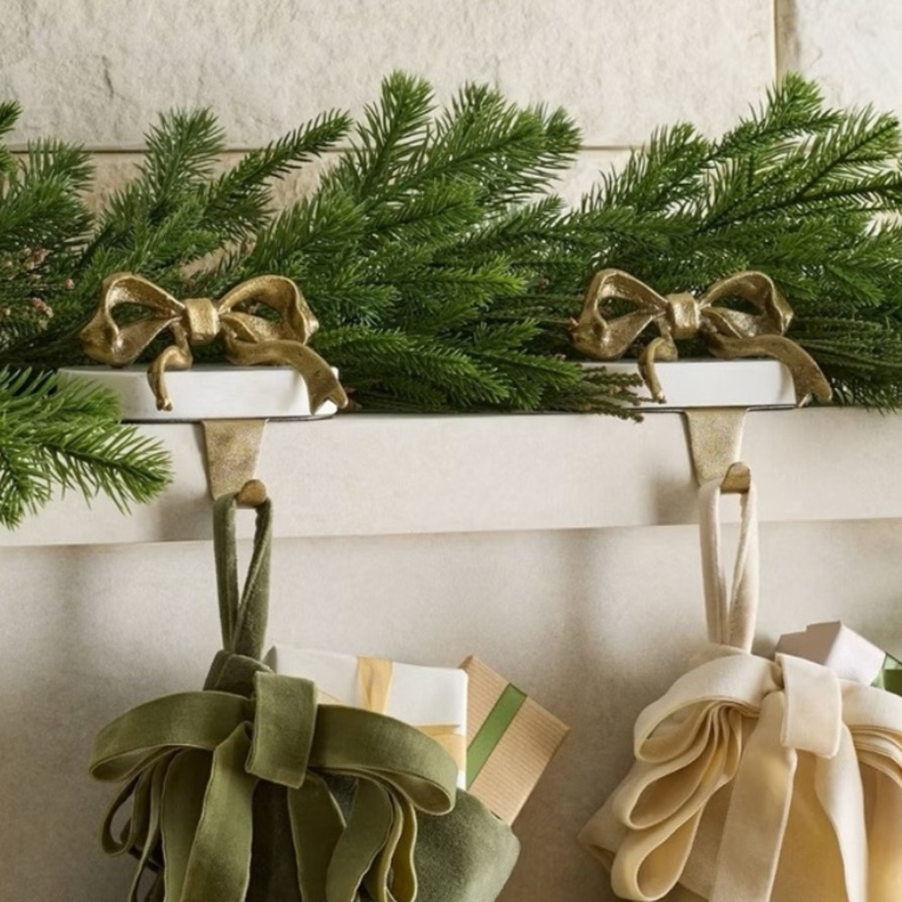 2 | Marble and Metal Bow Christmas Stocking Holder Gold - Threshold Studio McGee